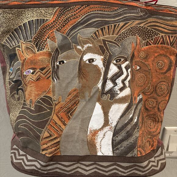 Laurel Burch Horses Moroccan Mares Arabian Mustang Zip Tote Bag Purse Hangtag - Picture 2 of 9